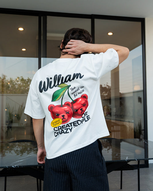 William Cherries playera semi oversize