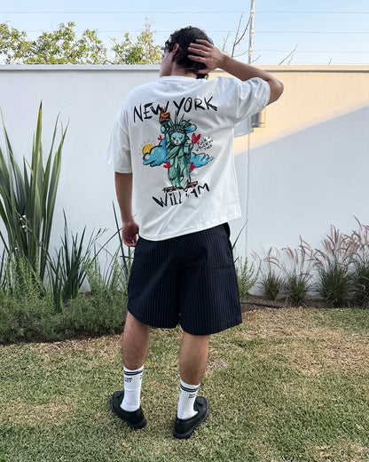 New York Crayon playera semi oversize
