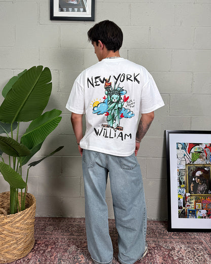 New York Crayon playera semi oversize