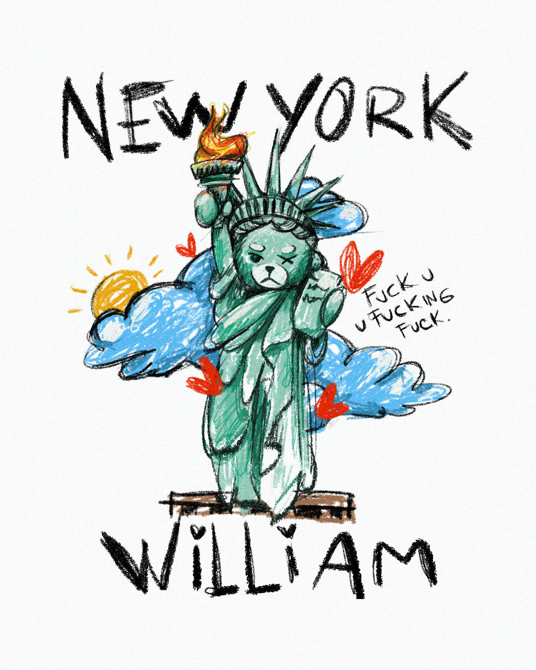 New York Crayon playera semi oversize