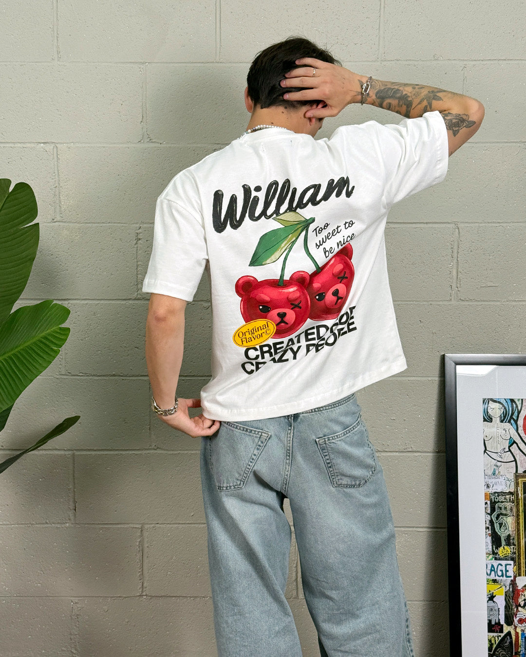 William Cherries playera semi oversize