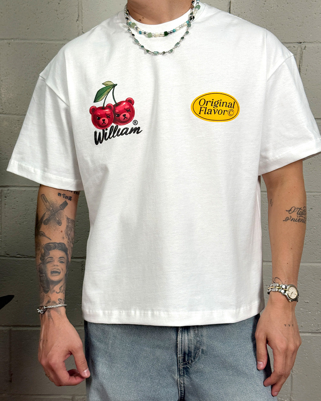 William Cherries playera semi oversize