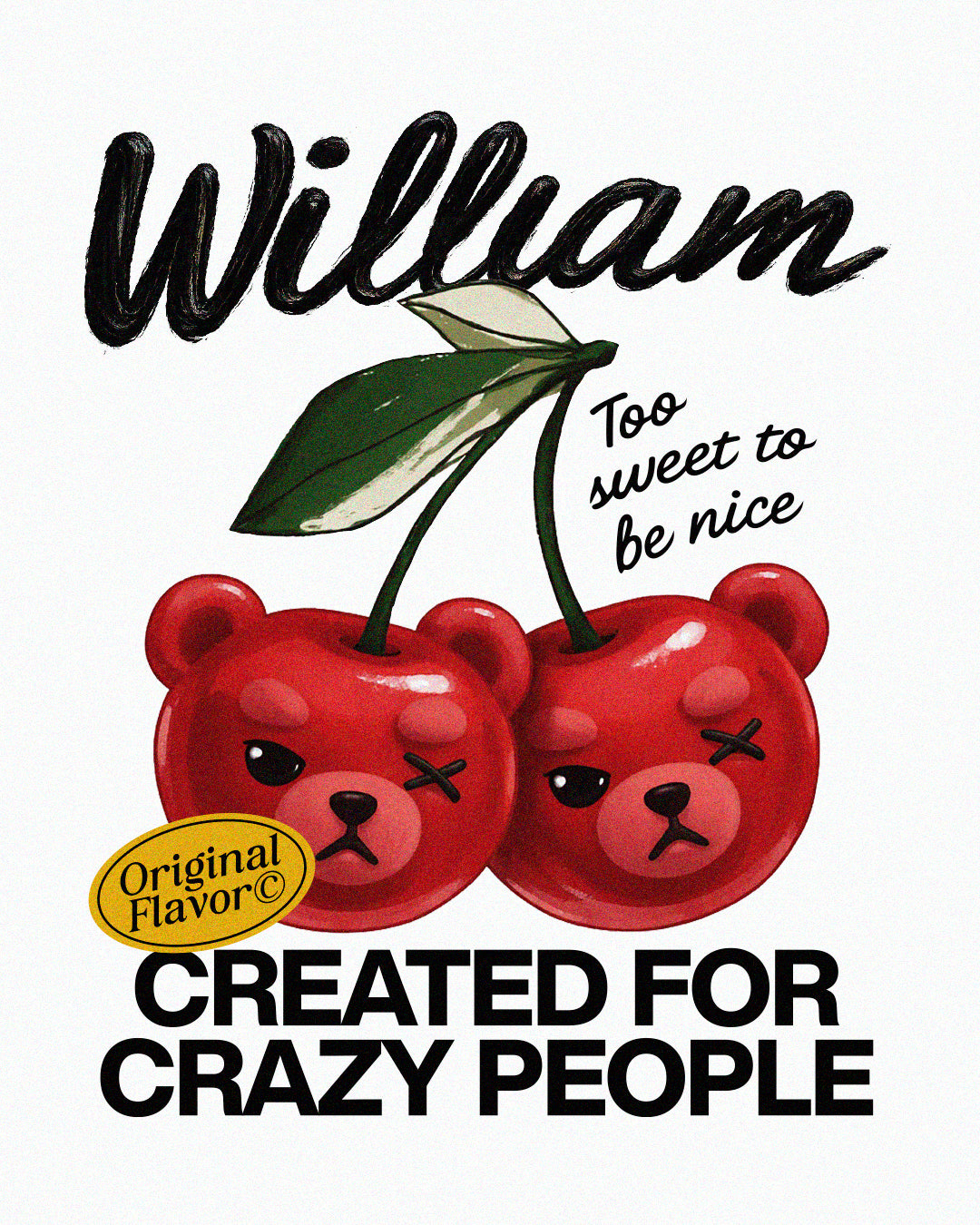 William Cherries playera semi oversize